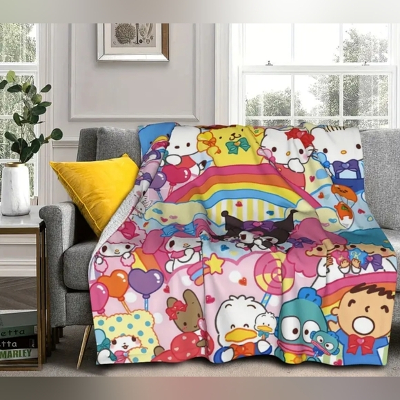 NEW! Colorful Sanrio Character Blanket 50*60 Inch - Picture 2 of 2